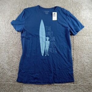 Outerknown Shirt Mens Medium Blue Graphic Tee Organic Cotton Made USA Surf Beach